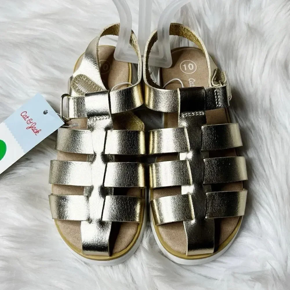 Cat and Jack Gladiator Velcro Sandals Gold Size 10